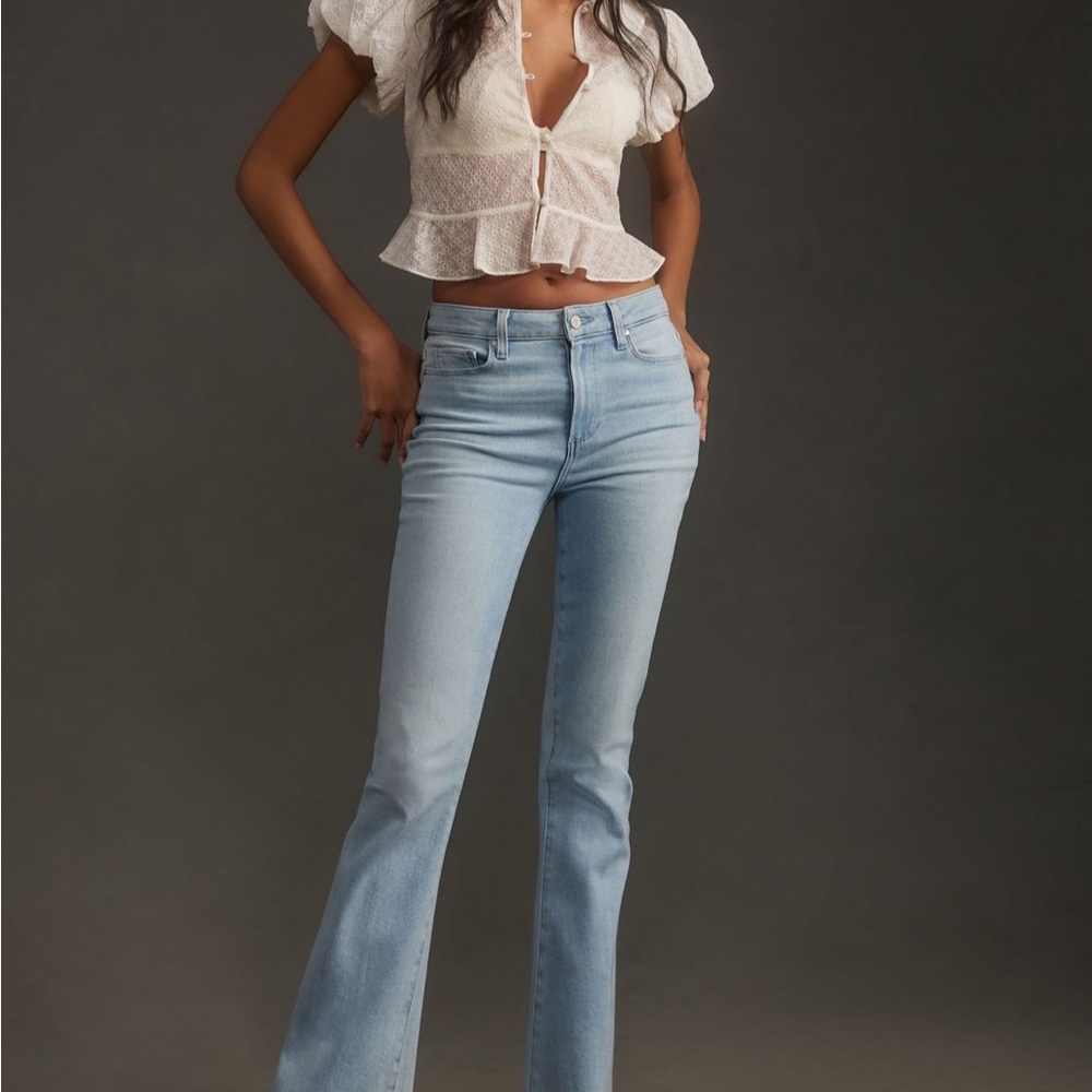 PAIGE Light Blue High-Rise Flare Jeans